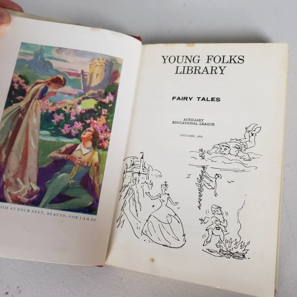 Young Folks Library Fairy Tales 1970 Hardcover Auxiliary Educational League Red